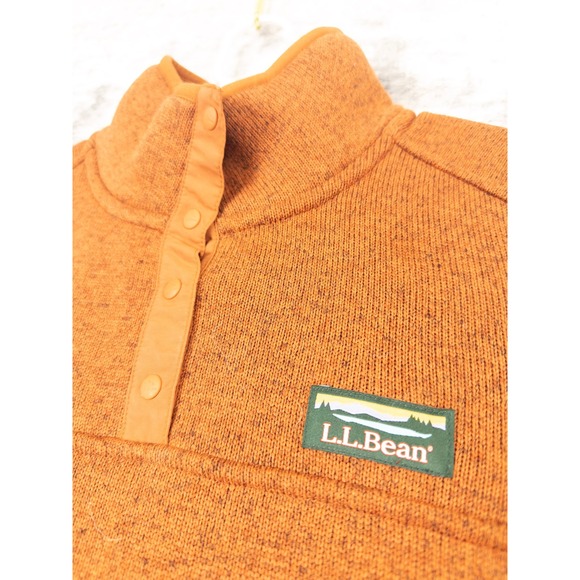 LL Bean Sweater Fleece Pullover Womens Large Rust Orange Snap T Kangaroo Pocket - Picture 4 of 7